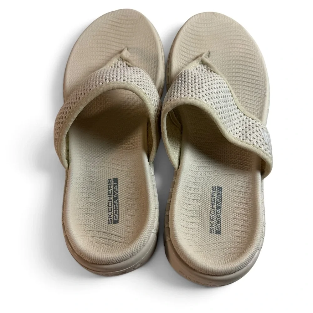 Skechers On-the-GO 600 Sunny Beige Mesh Goga Mat Sandals 140055 Womens 7